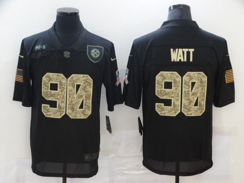 Men Pittsburgh Steelers #90 Watt Black camo Nike Limited NFL Jersey